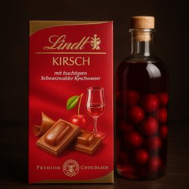 Lindt-tejcsokoládé cseresznyepálinkás töltelékkel