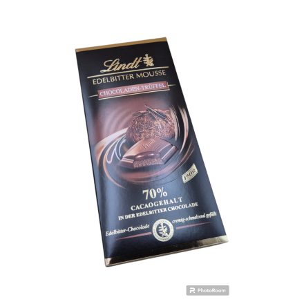 Lindt-Étcsokoládé, lágy csokoládé krémmel (26%) és csokoládés-trüffeles töltelékkel (18%).