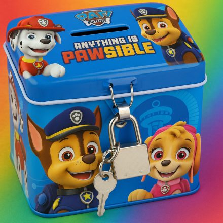 Fém persely-csokoládé darabos keksszel.