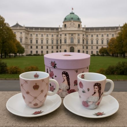 Porcelán eszpresszócsésze+alj 75ml,2 személyes, dobozban, Sisi and Vienna