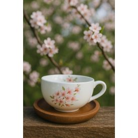   Porcelán kávéscsésze akácfa aljjal,2 személyes,120ml,dobozban,Sakura