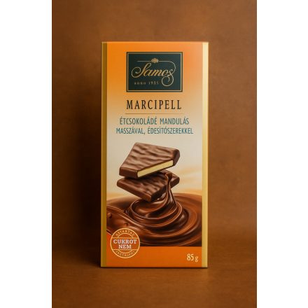 Szamos-Étcsokoládé mandulás masszával ,édesítőszerekkel.