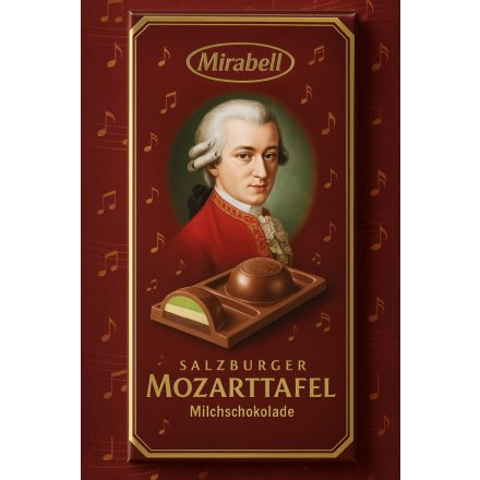 Mirabell-Tejcsokoládé világos(15%) és sötét(14%) mogyoróskrémmel és marcipános töltelékkel(8%).