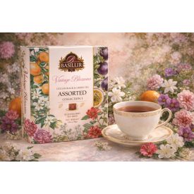   Basilur-Vintage Blossom-ízesített fekete és zöld tea ,fémdobozban.(32db filter)